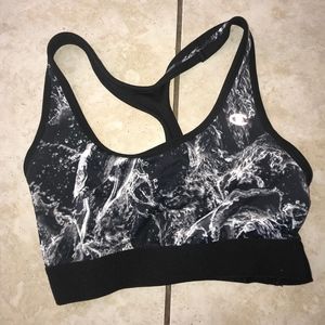 Water marble black and white champion sports bra